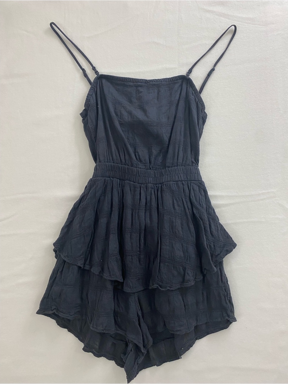 American Eagle Outfitters Charcoal Tiered Ruffle Mini Dress smocked waist S